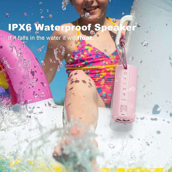 MIATONE Boombox Outdoor Portable Bluetooth Speaker Waterproof Wireless Speakers Gifts for Women Mothers Mom Wife Her - Pink - Image 4