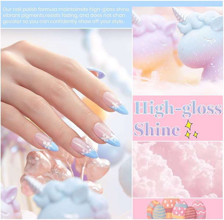 Beetles Pastel Gel Polish Set - 6 Colors Pink Yellow Blue Green Purple Summer Colors Nails Soak Off Nail UV Lamp Gel Nail Kits Decorations Nail Art - Image 5