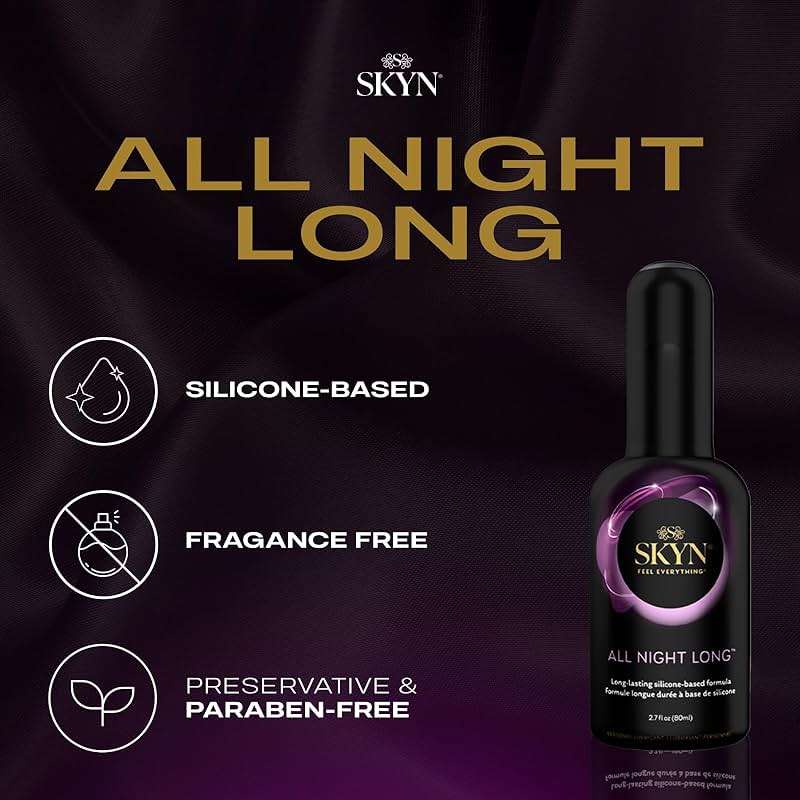 SKYN All Night Long Silicone-Based, Long Lasting Lube (2.7 oz) for Men, Women and Couples, Safe with Latex and Non-Latex Condoms - Image 3