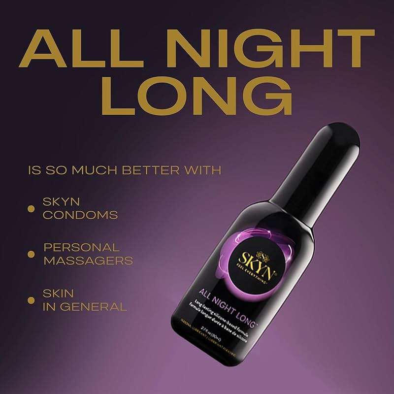 SKYN All Night Long Silicone-Based, Long Lasting Lube (2.7 oz) for Men, Women and Couples, Safe with Latex and Non-Latex Condoms - Image 5