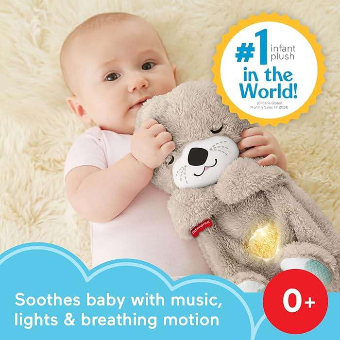 FISHER-PRICE BABY Toy Soothe 'n Snuggle Otter Portable Plush Sound Machine with Music Lights & Breathing Motion for Newborns 0+ Months - Image 2