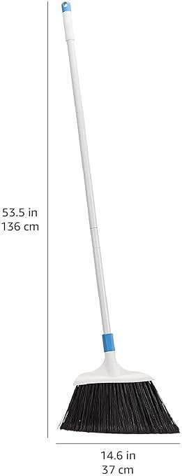 Amazon Basics Heavy-Duty Broom, Blue and White - Image 3