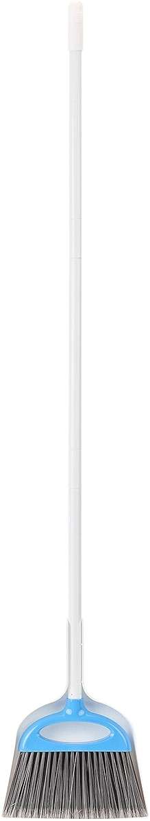 Amazon Basics Dustpan Broom Set with Adjustable Long Handle, Easy to Assemble, Blue and White - Image 1