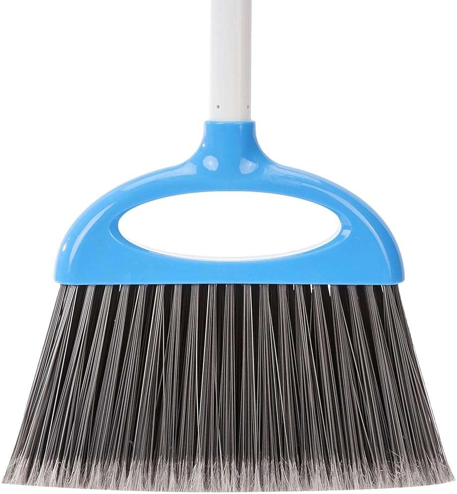 Amazon Basics Dustpan Broom Set with Adjustable Long Handle, Easy to Assemble, Blue and White - Image 6