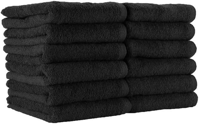Arkwright Bleach Resistant Salon Towels 12 Pack - 100% Cotton Hair Towels, Soft, Absorbent, Quick Dry Spa & Barber Towels for Hair Stylist, Nail Salon & Esthetician, 16 x 27, Black - Image 1