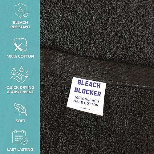 Arkwright Bleach Resistant Salon Towels 12 Pack - 100% Cotton Hair Towels, Soft, Absorbent, Quick Dry Spa & Barber Towels for Hair Stylist, Nail Salon & Esthetician, 16 x 27, Black - Image 3