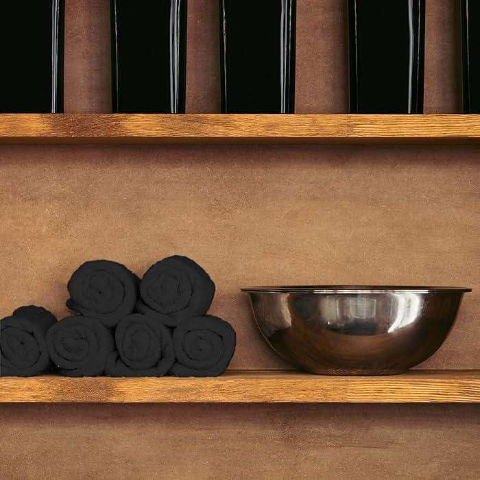 Arkwright Bleach Resistant Salon Towels 12 Pack - 100% Cotton Hair Towels, Soft, Absorbent, Quick Dry Spa & Barber Towels for Hair Stylist, Nail Salon & Esthetician, 16 x 27, Black - Image 7