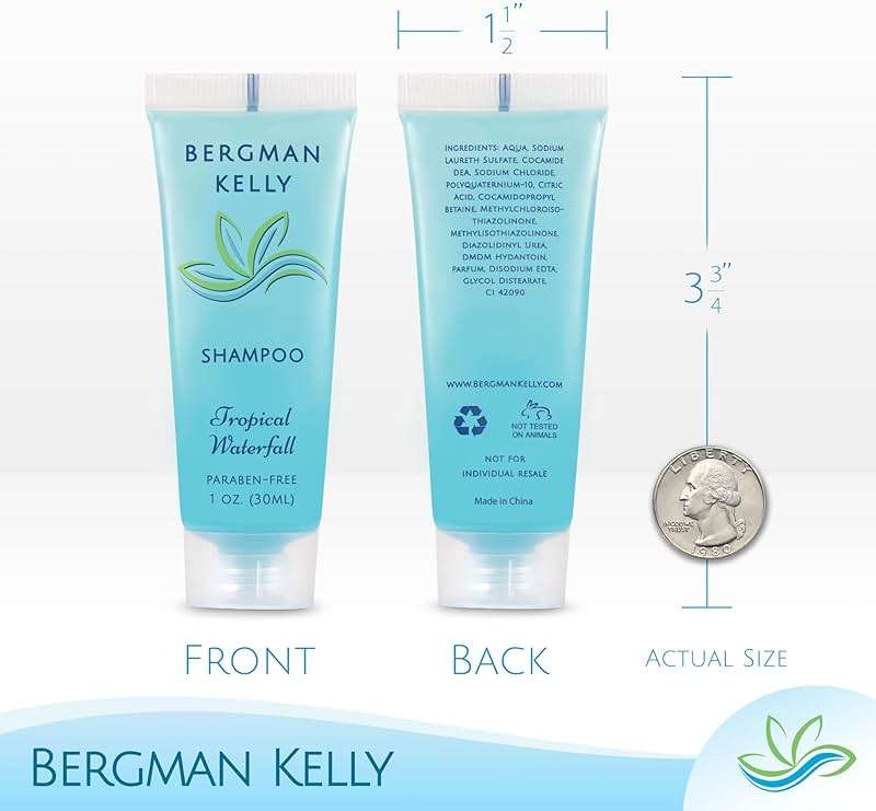 Bergman Kelly - Travel Shampoo and Conditioner Set - 1 fl oz, 100 Pieces, Tropical Waterfall - Delight Your Guests with Invigorating and Refreshing Hotel Toiletries and Guest Hospitality in Bulk - Image 3