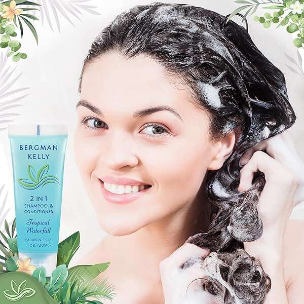 Bergman Kelly - Travel Size 2 in 1 Shampoo & Conditioner - 1 fl oz, 100 PK, Tropical Waterfall - Delight Your Guests w/Invigorating & Refreshing Shampoo Amenities - Small Hotel Toiletries in Bulk - Image 5