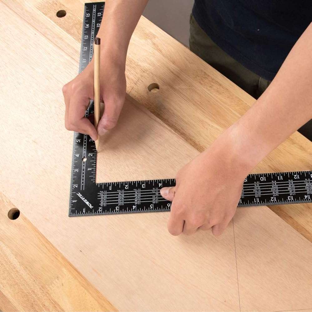 POWERTEC Framing Square, 16 x 24 Inch Steel Carpenter Square with Rafter Tables, Framing Tools & Right Angle Ruler for Carpenter, Woodworking, Construction (80008) - Image 7
