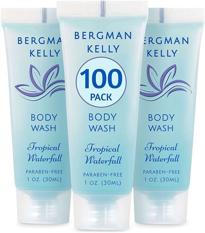 BERGMAN KELLY Travel Size Body Wash (1 fl oz, 100 PK, Tropical Waterfall), Delight Your Guests with an Invigorating and Refreshing Hotel Body Wash, Mini and Small Size Guest Hotel Toiletries in Bulk - Image 1