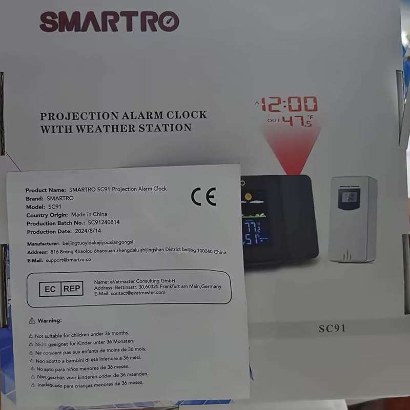 SMARTRO SC91 Projection Alarm Clock for Bedrooms with Weather Station, Wireless Indoor Outdoor Thermometer, Temperature Humidity Monitor Gauge Hygrometer - Image 9