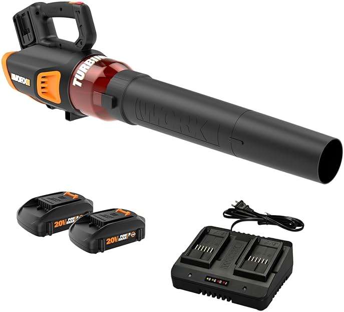 WORX Cordless Leaf Blower, Electric Blower for Lawn Care wth Brushless Motor, 2 × 2.5 Ah Batteries & Charger Included, WG584 - Image 1