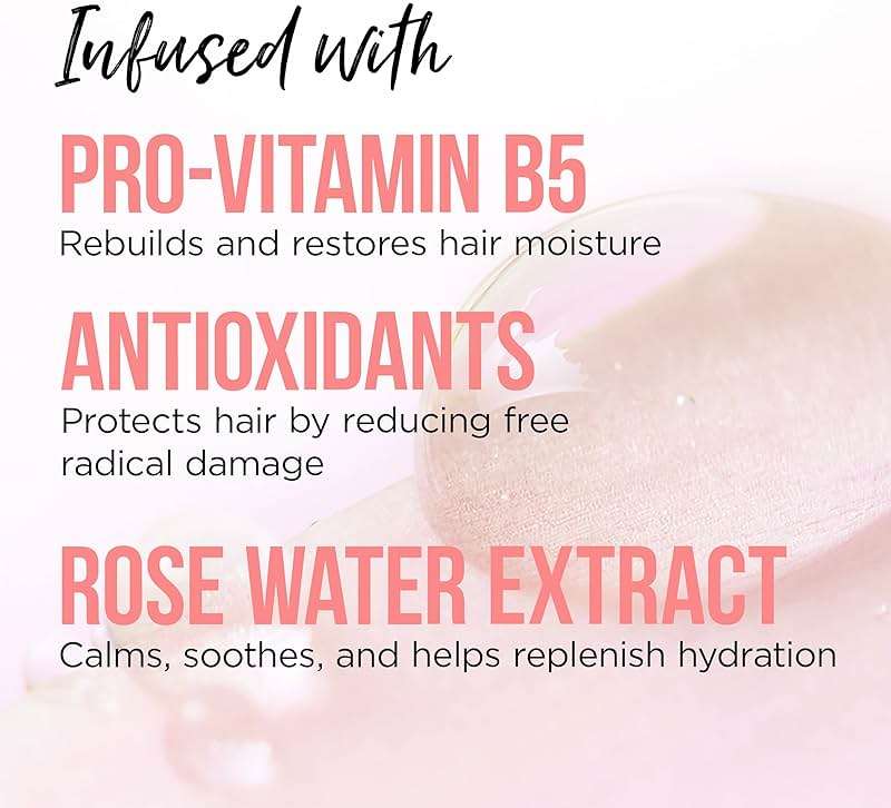 Pantene Sulfate Free Shampoo and Conditioner Set, Rose Water, Soothing and Moisturizing, Infused with Vitamin B5, for all Hair Types, Safe for Color Treated Hair, Pro-V Blend, 17.9 Fl Oz Each, 2 Pack - Image 3