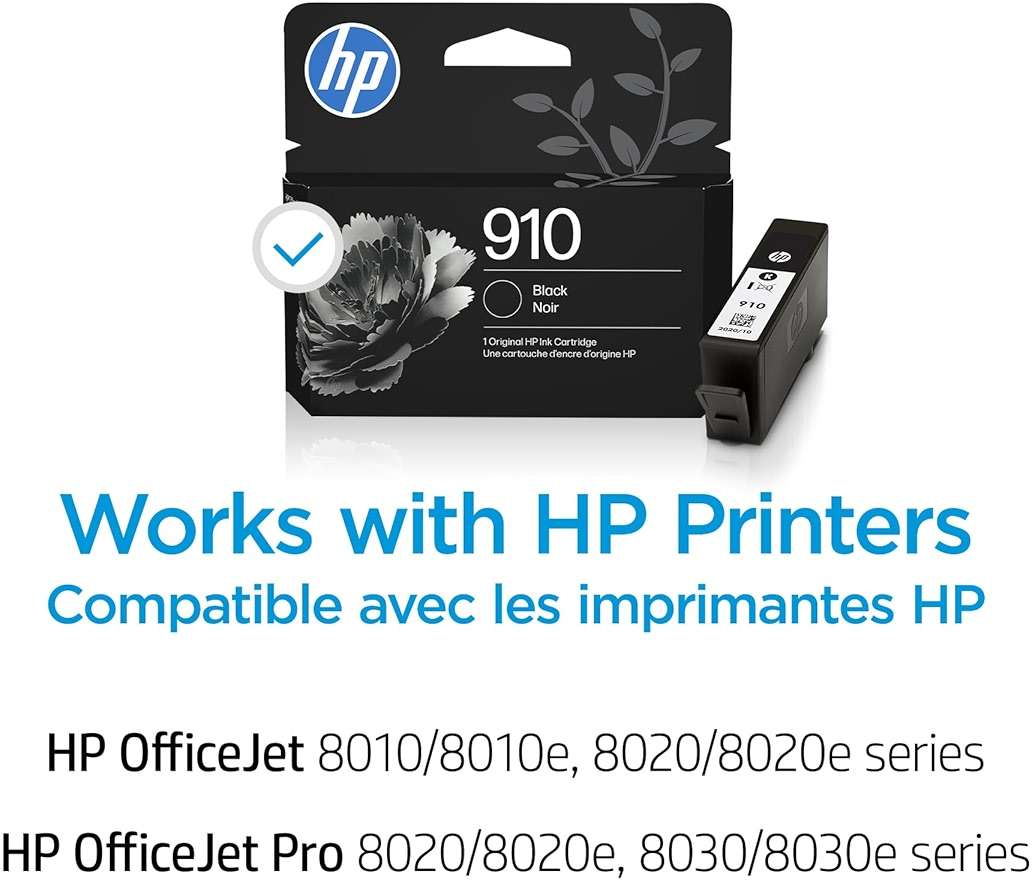 HP 910 Black Ink Cartridge | Works with OfficeJet 8010, 8020 Series, OfficeJet Pro 8020, 8030 Series | Eligible for Instant Ink | 3YL61AN - Image 2