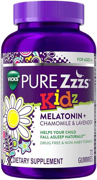 Pure Zzzs, Kidz, Kids Melatonin Gummy, Sleep Aid, Low Amount of Melatonin for Kids, with Chamomile and Lavender, 1 mg, Berry Flavored, 72 Count - Image 1