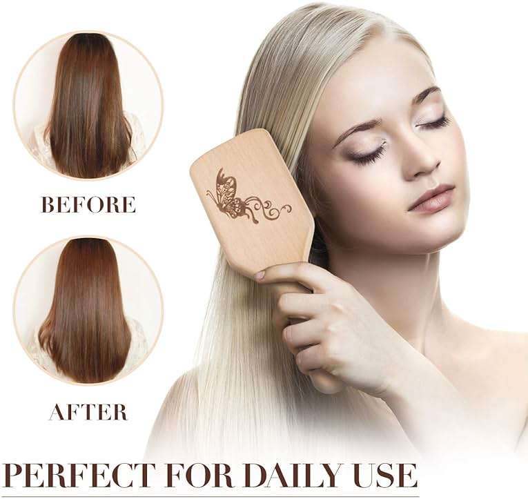 Hair Brush Boar Bristle Hairbrush for Thick Curly Thin Long Short Wet or Dry Hair Adds Shine and Makes Hair Smooth, Best Paddle Hair Brush for Men Women Kids - Image 3