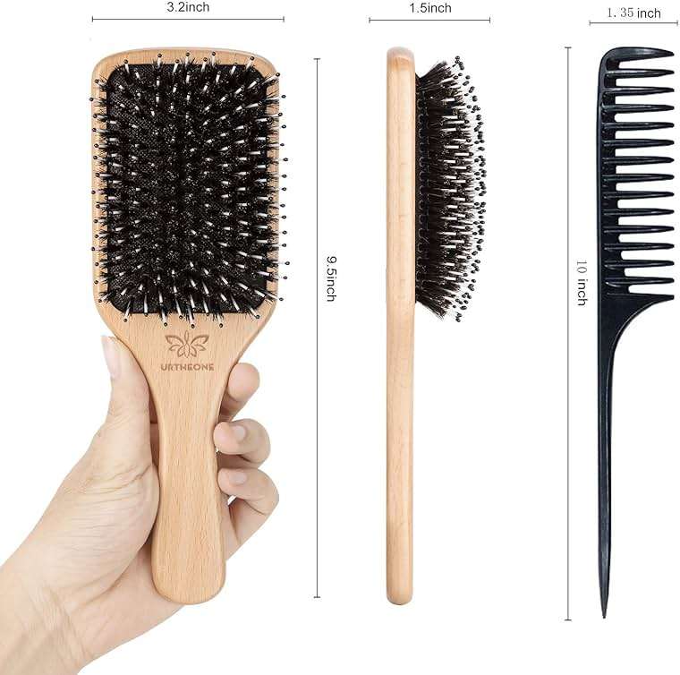 Hair Brush Boar Bristle Hairbrush for Thick Curly Thin Long Short Wet or Dry Hair Adds Shine and Makes Hair Smooth, Best Paddle Hair Brush for Men Women Kids - Image 7
