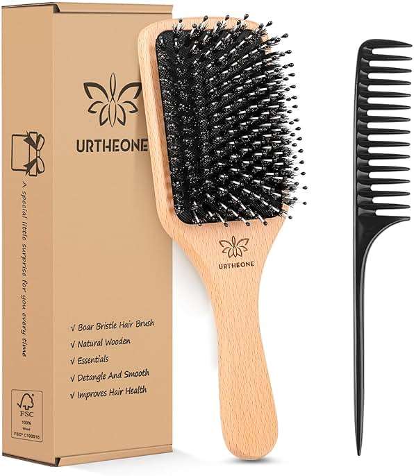 Hair Brush Boar Bristle Hairbrush for Thick Curly Thin Long Short Wet or Dry Hair Adds Shine and Makes Hair Smooth, Best Paddle Hair Brush for Men Women Kids - Image 8
