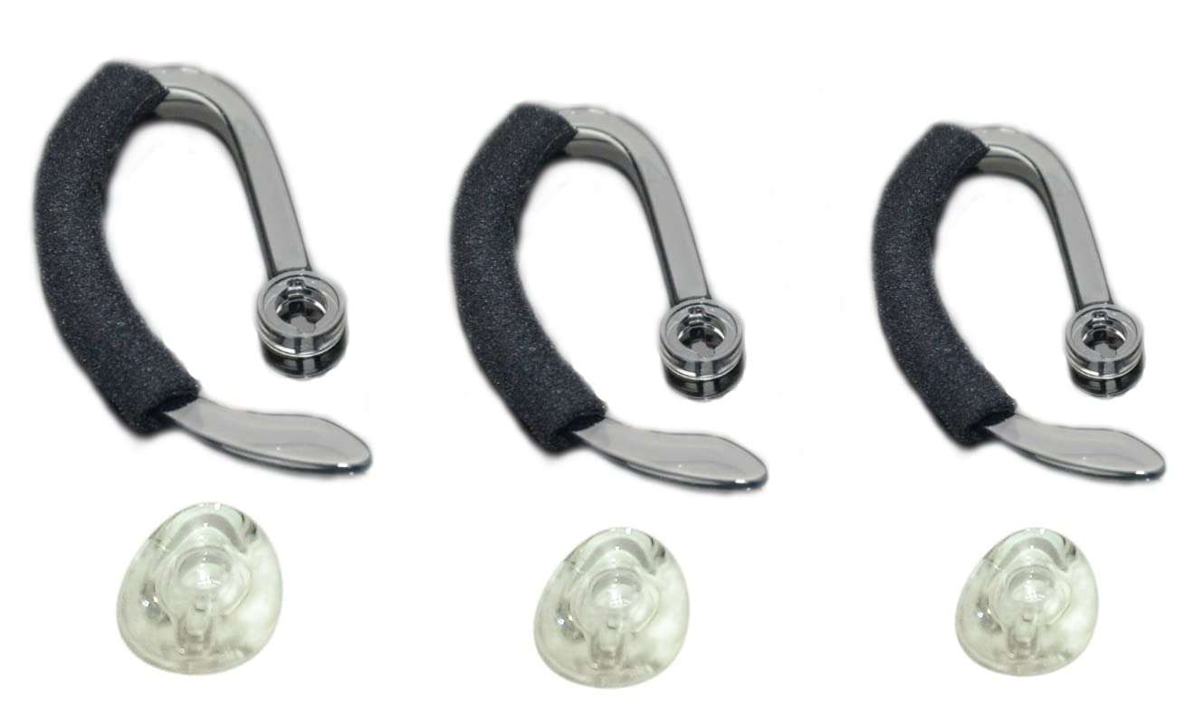 3X Same Size Replacement Earbuds Ear Tips + Ear Hook Loops + Foam Spare Fit Kit for Plantronics CS540 Savi W440 W740 W745 WH500 EarLoops EarHook Ear Bud Sleeve Part (Mixed L/M/S) - Image 1