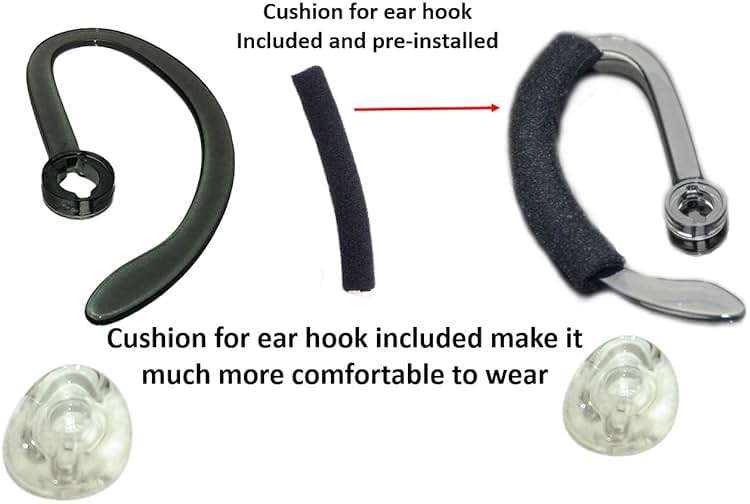 3X Same Size Replacement Earbuds Ear Tips + Ear Hook Loops + Foam Spare Fit Kit for Plantronics CS540 Savi W440 W740 W745 WH500 EarLoops EarHook Ear Bud Sleeve Part (Mixed L/M/S) - Image 3