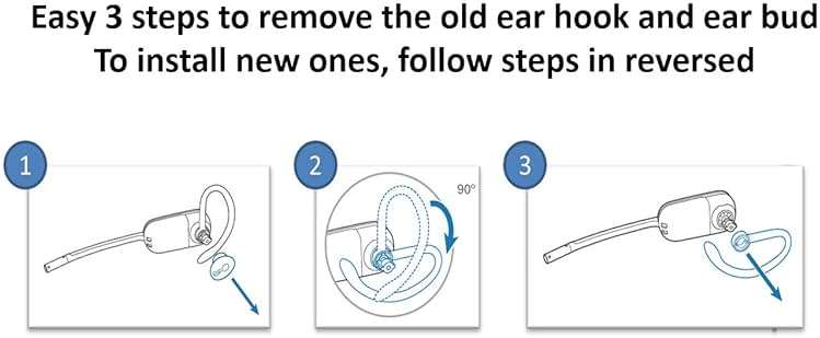 3X Same Size Replacement Earbuds Ear Tips + Ear Hook Loops + Foam Spare Fit Kit for Plantronics CS540 Savi W440 W740 W745 WH500 EarLoops EarHook Ear Bud Sleeve Part (Mixed L/M/S) - Image 4