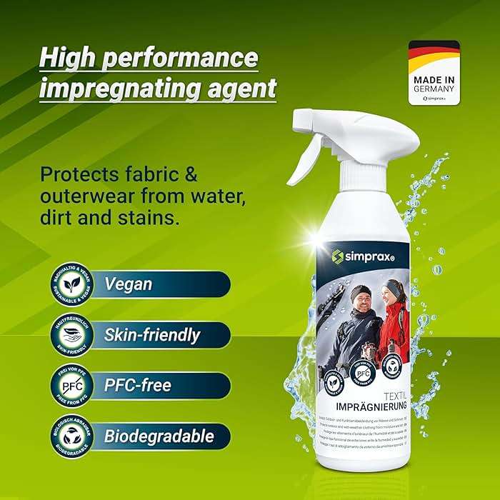 simprax® Textile Waterproof Spray Eco-Friendly & Skin-Safe | Water-Based Waterproofing for Gore-Tex, Sympatex & Softshell | Biodegradable Waterproofing Spray for Fabric Outdoor | Made in Germany - Image 2