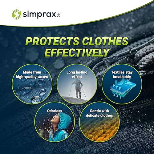 simprax® Textile Waterproof Spray Eco-Friendly & Skin-Safe | Water-Based Waterproofing for Gore-Tex, Sympatex & Softshell | Biodegradable Waterproofing Spray for Fabric Outdoor | Made in Germany - Image 4