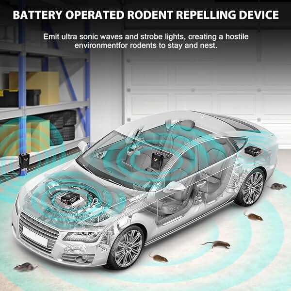 Loraffe Under Hood Animal Repeller Battery Operated Rodent Repellent Ultrasonic Rat Deterrent Keep Mice Away from Car Automotive Vehicle Pest Control - Image 5