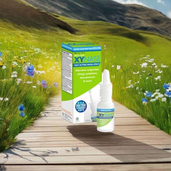 Xynase® Nasal Spray with Xylitol (0.75 fl oz) - All Natural Saline Gentle Relief for Congestion, Allergies, and Sinus Pressure, Safe for All Ages - Image 2