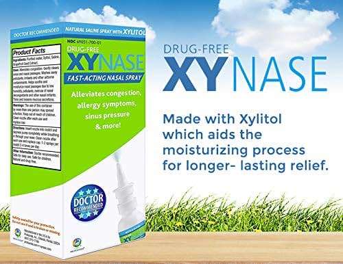 Xynase® Nasal Spray with Xylitol (0.75 fl oz) - All Natural Saline Gentle Relief for Congestion, Allergies, and Sinus Pressure, Safe for All Ages - Image 5
