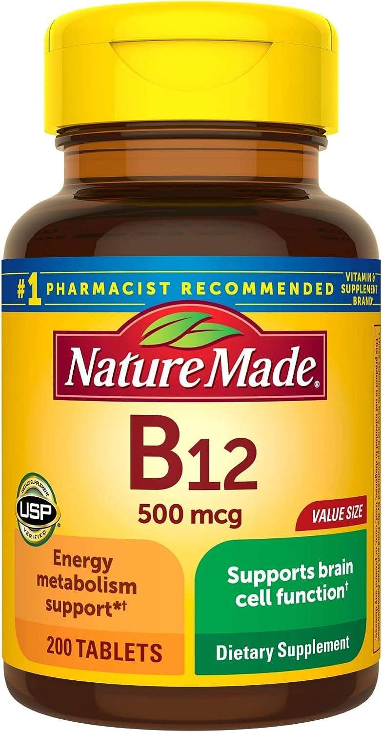 Nature Made Vitamin B12 500 mcg. Tablets Value Size 200 Ct - Pack of 2 - Image 1