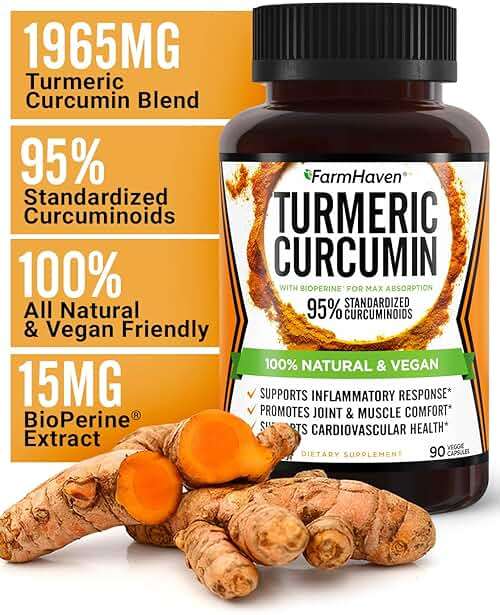 Turmeric Curcumin with BioPerine Black Pepper & 95% Curcuminoids, 1965mg, Maximum Absorption for Joint Support, Non-GMO Turmeric Capsules, Made in USA - 90 Veg Caps - Image 3