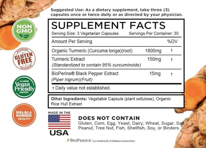 Turmeric Curcumin with BioPerine Black Pepper & 95% Curcuminoids, 1965mg, Maximum Absorption for Joint Support, Non-GMO Turmeric Capsules, Made in USA - 90 Veg Caps - Image 6