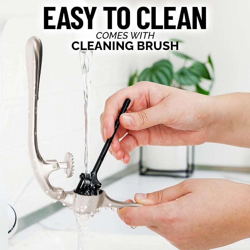 Zulay Kitchen Premium Garlic Press Set - Rust Proof Professional Garlic Mincer Tool - Easy-Squeeze, Easy-Clean with Soft, Ergonomic Handle - Silicone Garlic Peeler & Brush (Silver) - Image 10