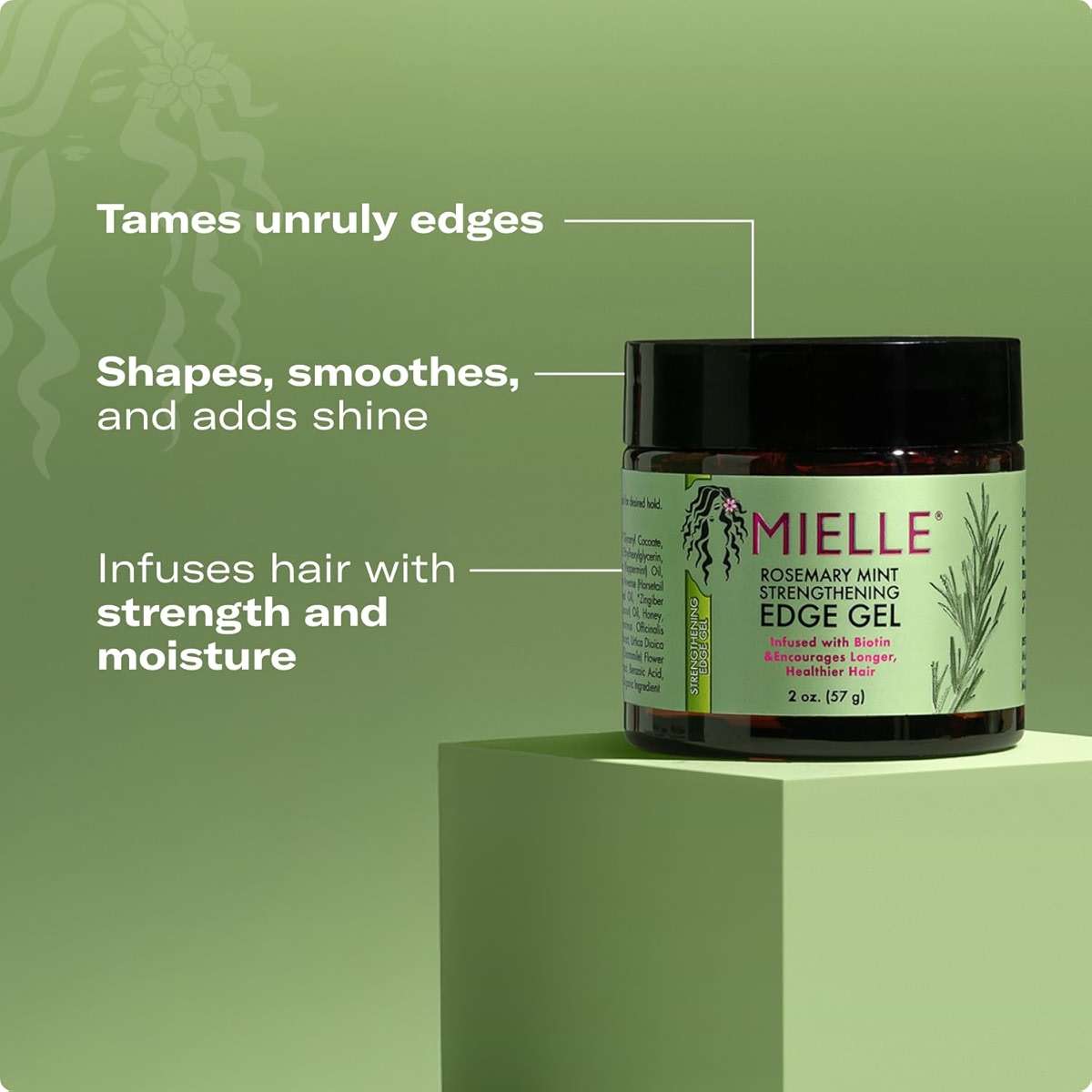 Mielle Organics Rosemary & Mint Edge Control Gel - Strong Hold Hair & Edge Gel for Women & Men - Infused with Biotin, Coconut & Babassu Oil to Encourage Longer, Healthier Hair (2 Fl Oz) - Image 4