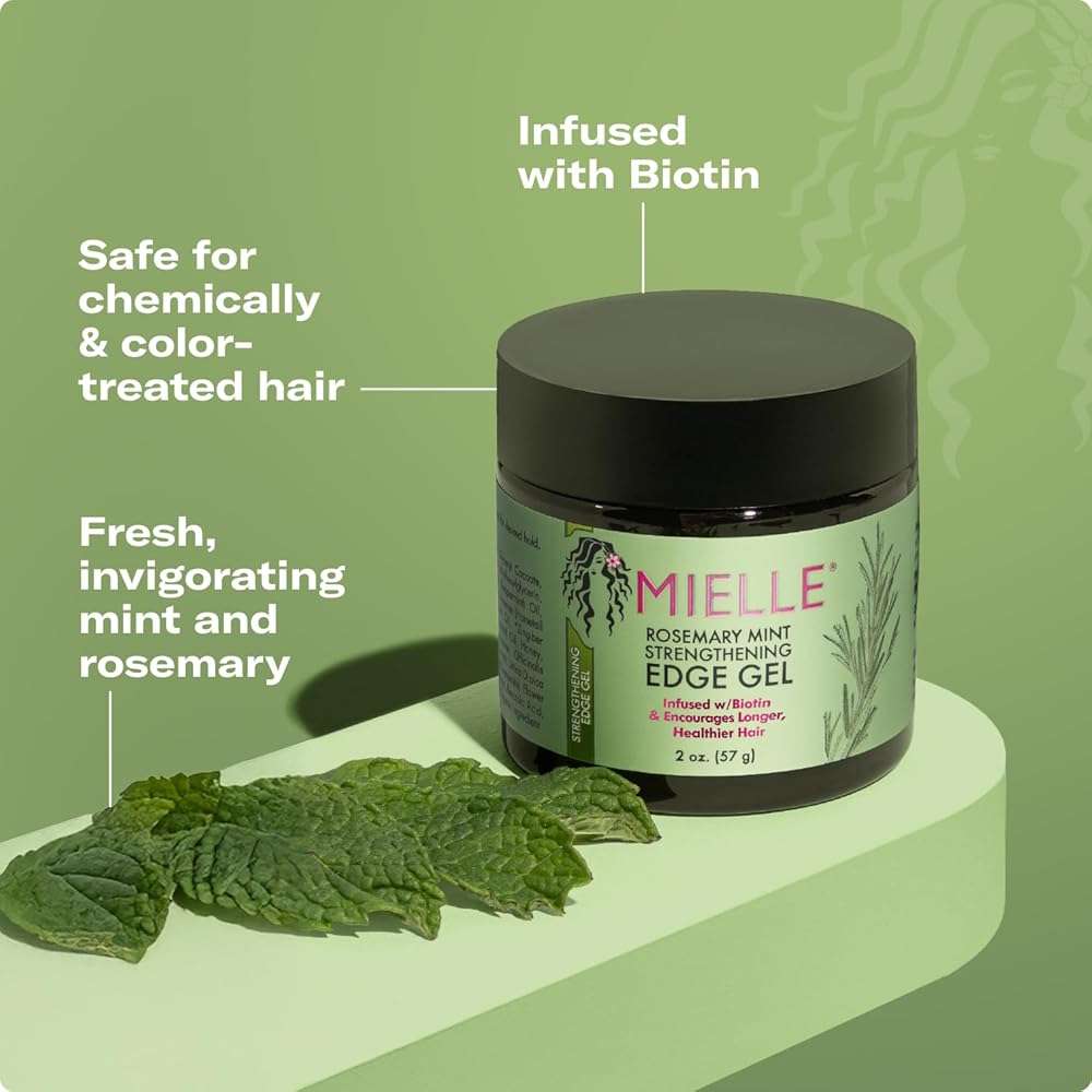 Mielle Organics Rosemary & Mint Edge Control Gel - Strong Hold Hair & Edge Gel for Women & Men - Infused with Biotin, Coconut & Babassu Oil to Encourage Longer, Healthier Hair (2 Fl Oz) - Image 5