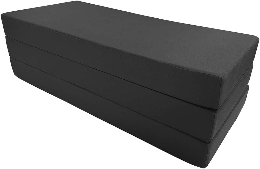 D&D Futon Furniture Trifold Foam Bed, Folding Ottoman Mattress (Black, Full Size (6 x 54 x 75)) - Image 3