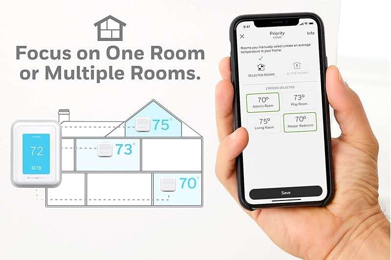 Honeywell Home T9 WiFi Smart Thermostat with 1 Smart Room Sensor, Touchscreen Display, White - Image 7