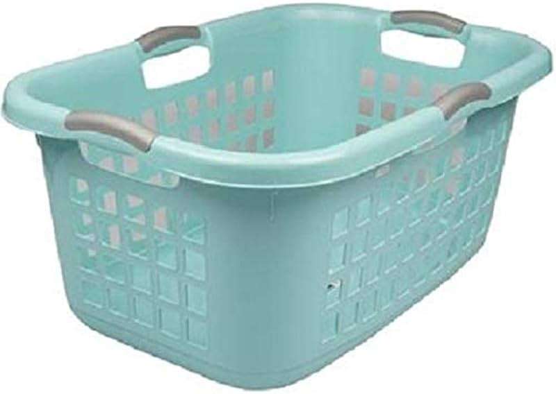 Sterilite Ultra 2 Bushel Plastic Stackable Clothes Laundry Basket Bin, Aqua - Image 1