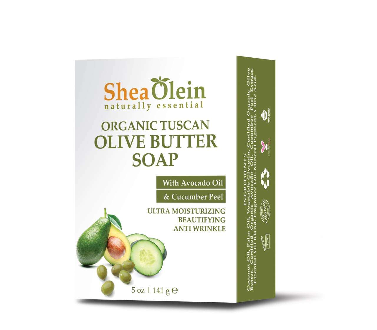 Shea Olein Organic Tuscan Olive Butter Soap w/Avocado Oil & Cucumber Peel Soap 5 Ounce - Image 2