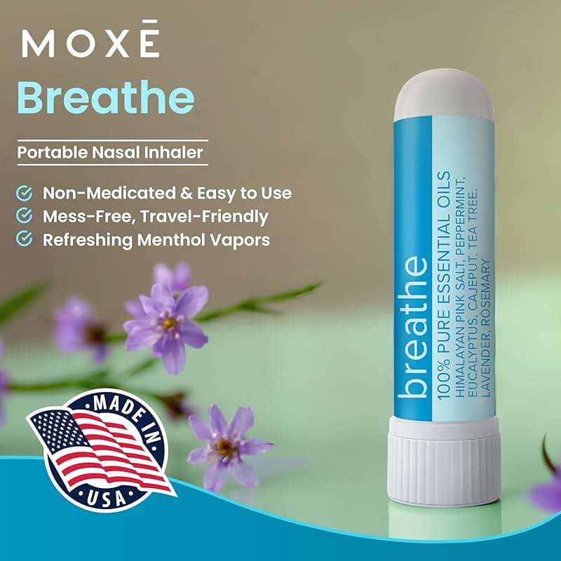 MOXE Breathe | Himalayan Salt Inhaler | Help Clear Congestion, Boost Focus and Improve Breathing | Natural Aromatherapy | Peppermint, Lavender and Tee Tree Essential Oil (3 Pack) - Image 2