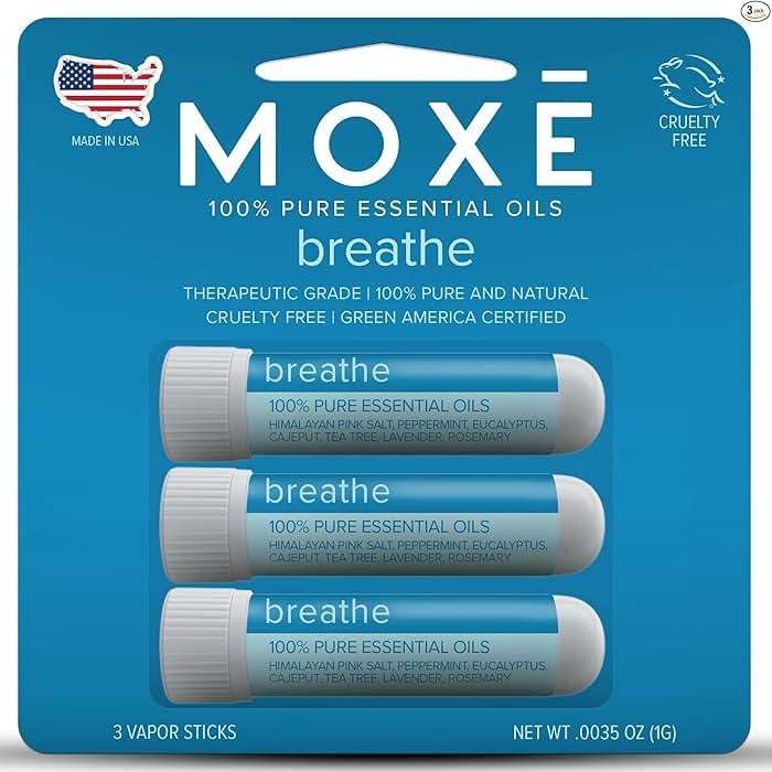 MOXE Breathe | Himalayan Salt Inhaler | Help Clear Congestion, Boost Focus and Improve Breathing | Natural Aromatherapy | Peppermint, Lavender and Tee Tree Essential Oil (3 Pack) - Image 8