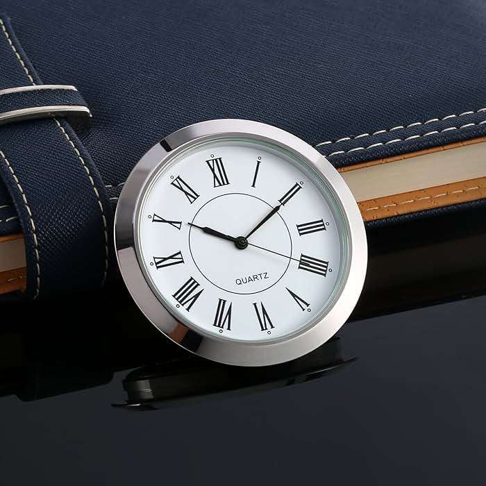 Hicarer 2-1/8 Inch (55 mm) Quartz Clock Fit-up/Insert, Fit Diameter 1.97 Inch (50 mm) Hole, Zinc-Alloy Metal Case, Roman Numeral, Silver - Image 2
