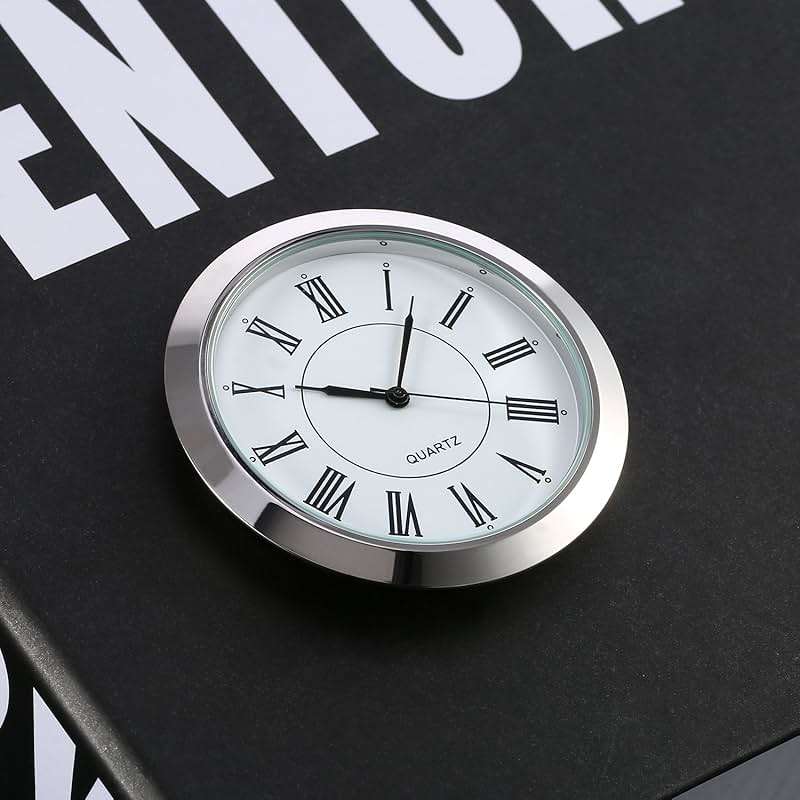 Hicarer 2-1/8 Inch (55 mm) Quartz Clock Fit-up/Insert, Fit Diameter 1.97 Inch (50 mm) Hole, Zinc-Alloy Metal Case, Roman Numeral, Silver - Image 6