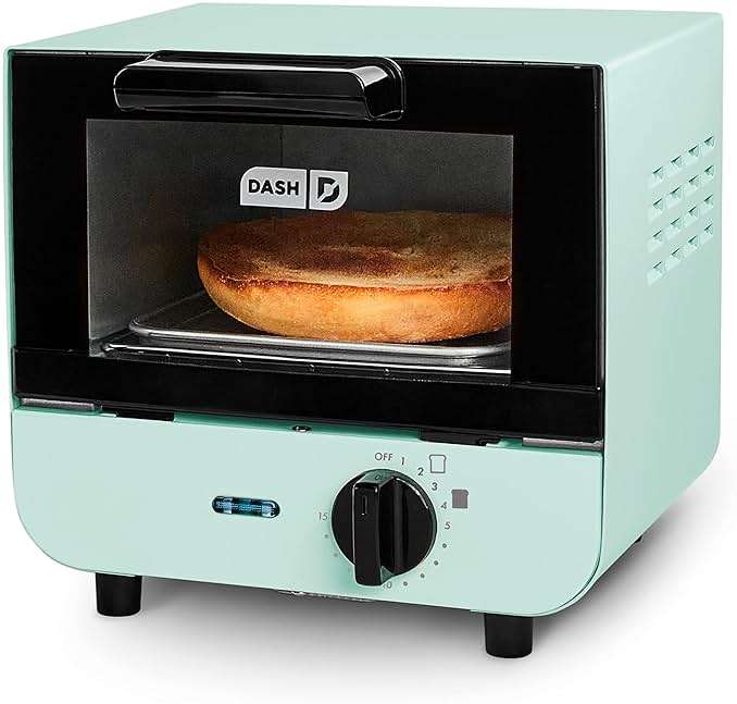 Dash Mini Toaster Oven | Small Toaster Oven for Dorms, Apartments, & Small Kitchens, Adjustable Timer Dial with Auto Shutoff, Removable Cooking Tray & Crumb Catch, Aqua - Image 1