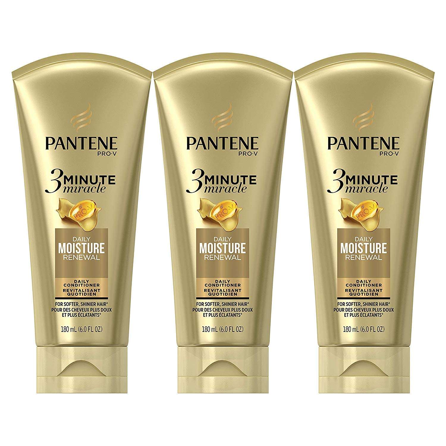 Pantene, Conditioner, Pro-V Daily Moisture Renewal for Dry Hair, 3 Minute Miracle, 6 Fl Oz (Pack of 3) - Image 1