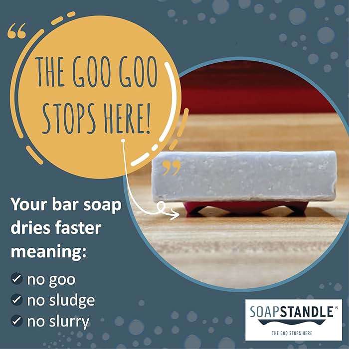 SoapStandle Bar Soap Gripper | No Goo or Mess Soap Holder for Bath and Showers | Non Slip Quick Dry Bar Soap Holder | Bathroom Accessories, Red - 2-Pack - Image 2
