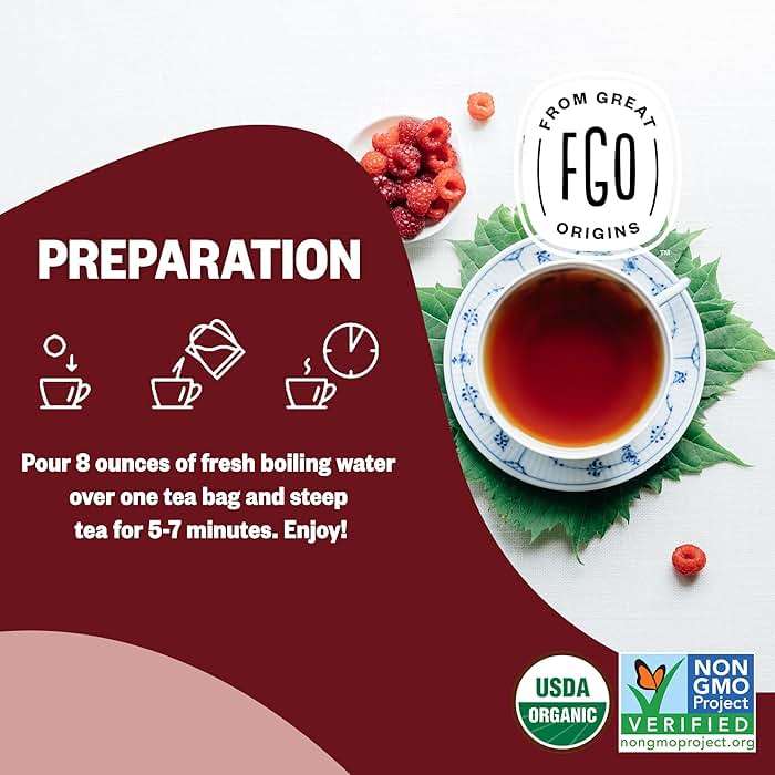 FGO Organic Red Raspberry Leaf Tea Bags, 100 Eco-Conscious Tea Bags, Caffeine Free, Imported from Germany, Reseable Bag, Packaging May Vary (Pack of 1) - Image 5