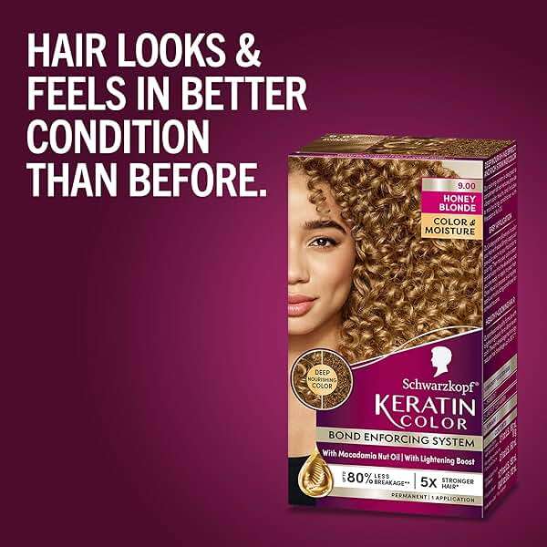 Schwarzkopf Keratin Permanent Hair Dye Cream, 9.0 Honey Blonde, Professional Quality Color for Up to 100% Gray Coverage, Bond Enforcing System - Image 7